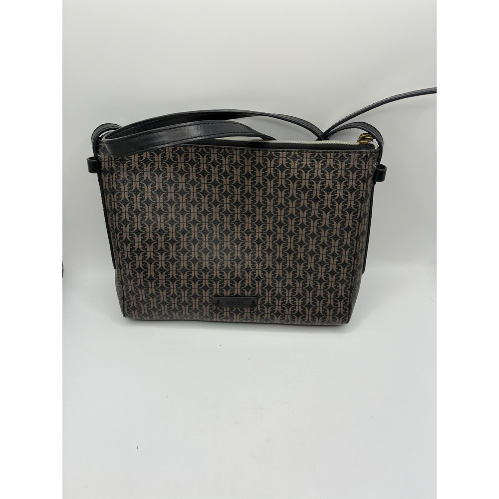 Fossil Felicity Crossbody Handbag in Black Brown Lightweight No Key Charm